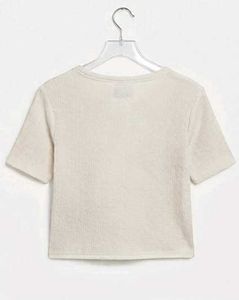Cream Textured Short Sleeve Top