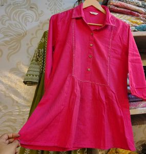 Vibrant Pink Embroidered peplum top🩷