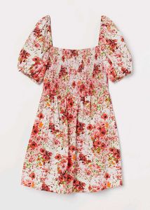Floral Smocked Mini Flared Dress