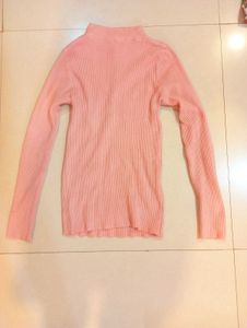 Pink Ribbed Mock Neck Top