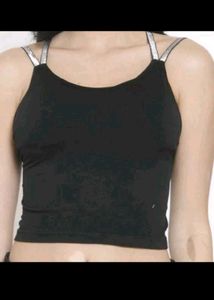 Black Padded Tank with Silver Straps