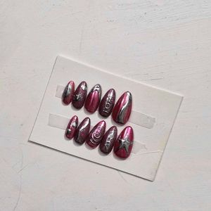 Unique Pink &amp; Silver Press-On Nails