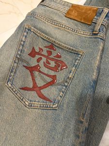 🎋Hand Painted Vintage Wash Jeans