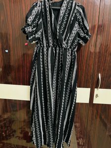 Black & White Striped Midi Dress