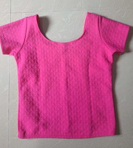 🇰🇷Vibrant Pink Textured Crop Top