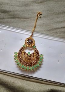 Exquisite Green Stone Jhumka Earrings