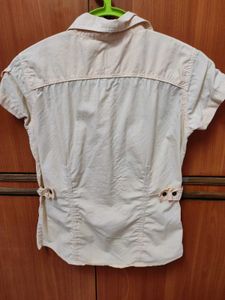 Casual Beige Button-Up Shirt
