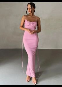 🎀 ✨ Newme Pink Tie Strap backless Dress