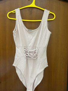 Corset Detail Ribbed Bodysuit
