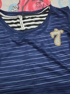 Stylish Blue Striped Top with Overlay