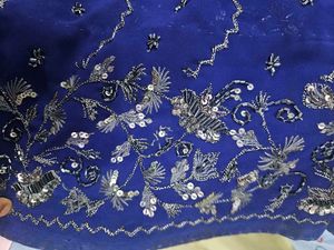 Elegant Blue saree with Intricate Silver Work
