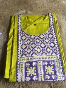 Mustard &amp; Purple Ajrakh - 3 piece Kurta Set