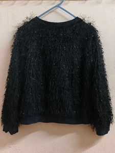 Black Textured Knit Sweater