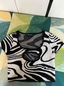 Zebra Print Cutout Sweater Top