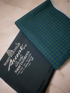 Man Dark Green Checkered Cotton Shirt And Trouser