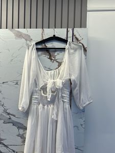 Chic White Puff Sleeve Mini Dress, Bust-34