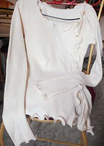 Ruffle Trim Long Sleeve Top