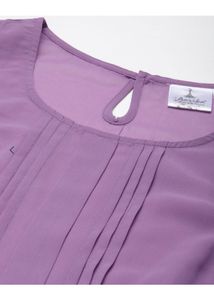 Stylish Lavender Pleated Sleeveless Top