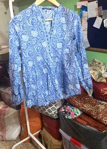 Blue Floral Print Kurta
