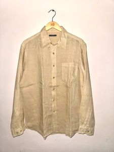 Pull&Bear Old Money Beige 100% Linen Shirt