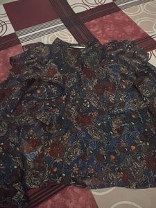 Bohemian Floral Print Ruffle Blouse