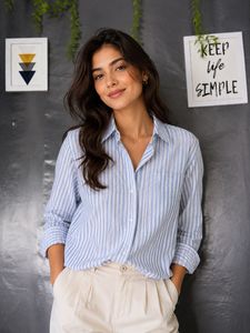 Classic Blue Striped Button-Up Shirt