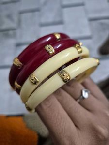 Elegant Maroon & Cream Bangles