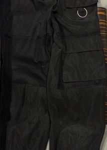 Black Cargo Pants with Mesh Detail