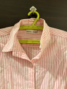 pink and white stripes shirt