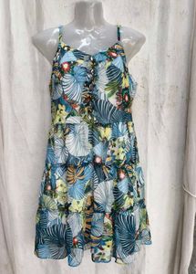 3208. Tiered Tropical Print Mini Dress
