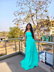 Elegant Teal Off-Shoulder Gown