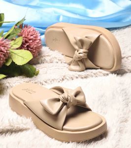 Platform Bow Slide Sandals