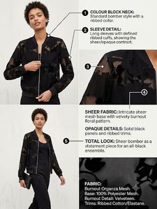 Sheer Floral Bomber Jacket