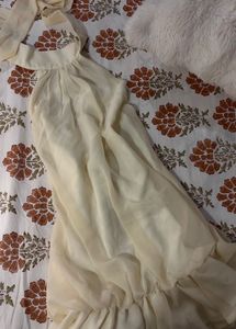 Elegant Cream Halter Neck Dress