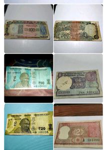 Old Rs100/50/20/5/2/1 Currency Notes