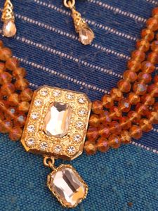 Imported Orange Beaded Necklace &amp; Earring Set