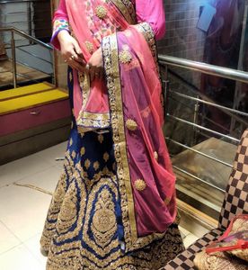 Blue &amp; Gold Lehenga Choli