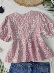 Chic Pink Floral Peplum Top
