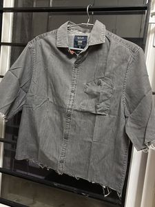 Splash Denim Grey Cropped Shirt