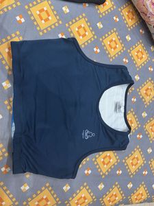 Navy Blue Sleeveless Crop Top