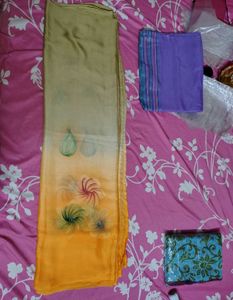Beautiful Hand-Painted chiffon Saree