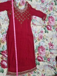❌️FREE DELIVERY ❌️Elegant Red Embroidered Kurta