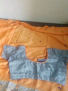 Beautiful Orange Saree with Embellished Border