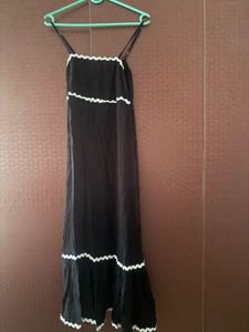 Black Maxi Dress with White Trim (M size)