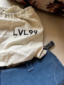 LVL 99 Denim Shoulder Bag with Chain Detail