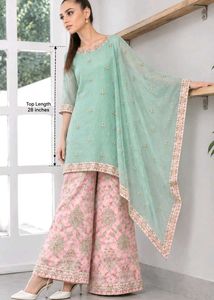 Elegant Mint Green Kurta Set with Palazzo