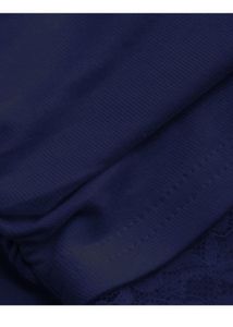 Navy Blue Lace Trim Long Sleeve Top