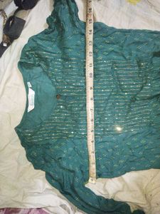 Teal Green Kurti with Gold Print