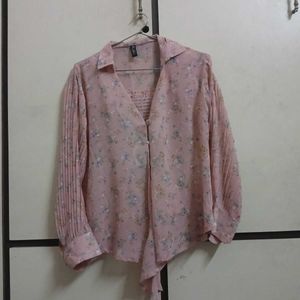 Pink Floral Sheer top
