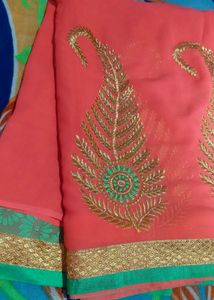 ✨💙elegant pink colour saree with blouse ✨🥰